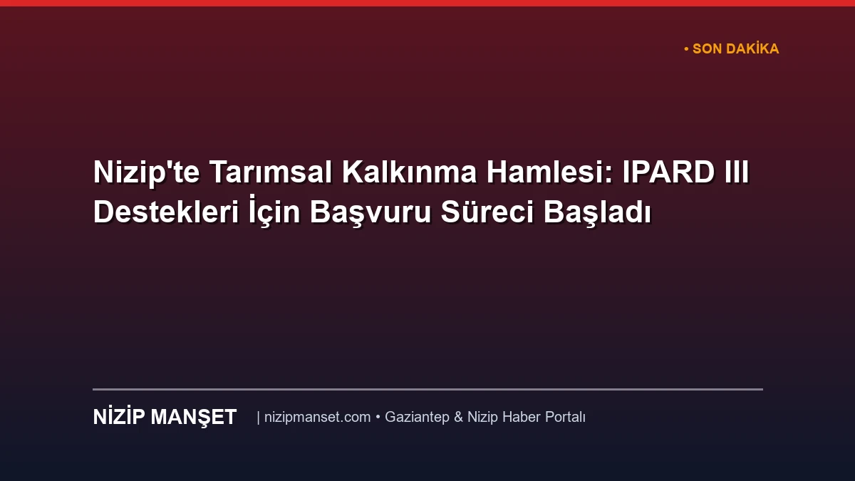 Nizip'te Tarımsal Kalkınma Hamlesi: IPARD III Destekleri İçin Başvuru Süreci Başladı
