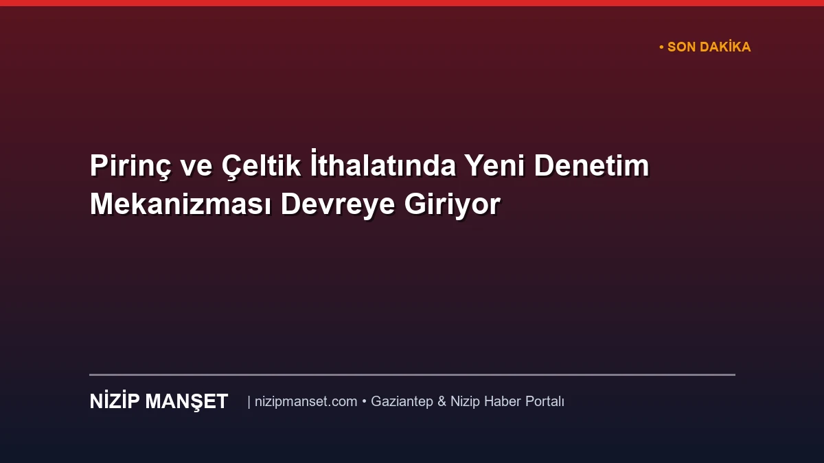Pirinç ve Çeltik İthalatında Yeni Denetim Mekanizması Devreye Giriyor